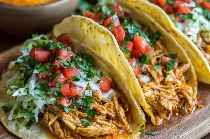 Slow Cooker Queso Chicken Tacos