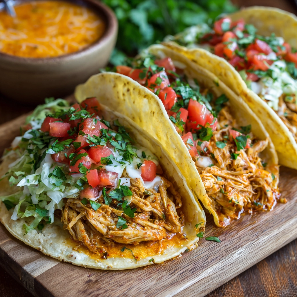 Slow Cooker Queso Chicken Tacos
