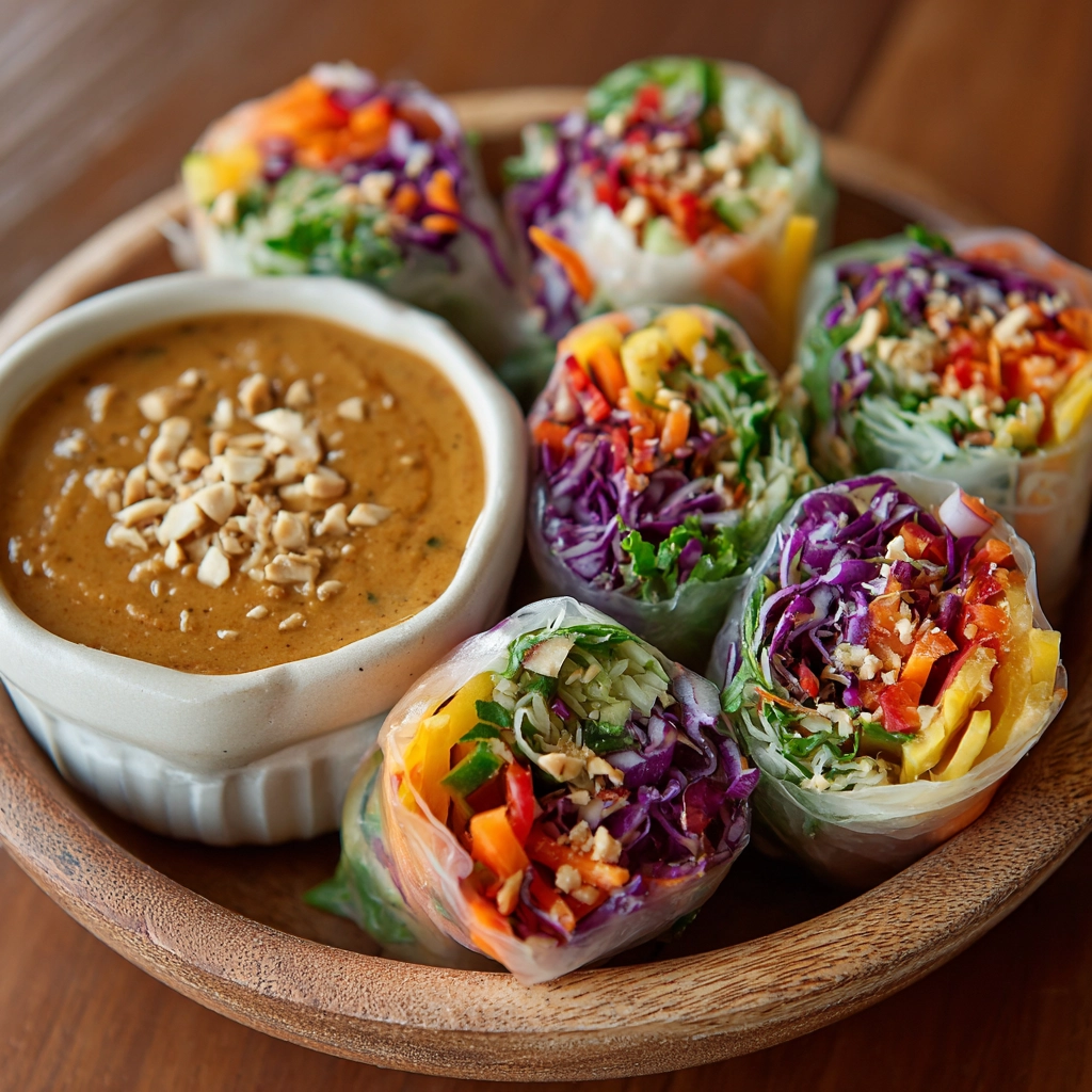 Vegetable Spring Rolls with Peanut Sauce Recipe