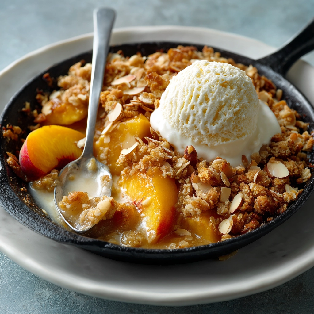 Creamy Peach Almond Crisp Recipe