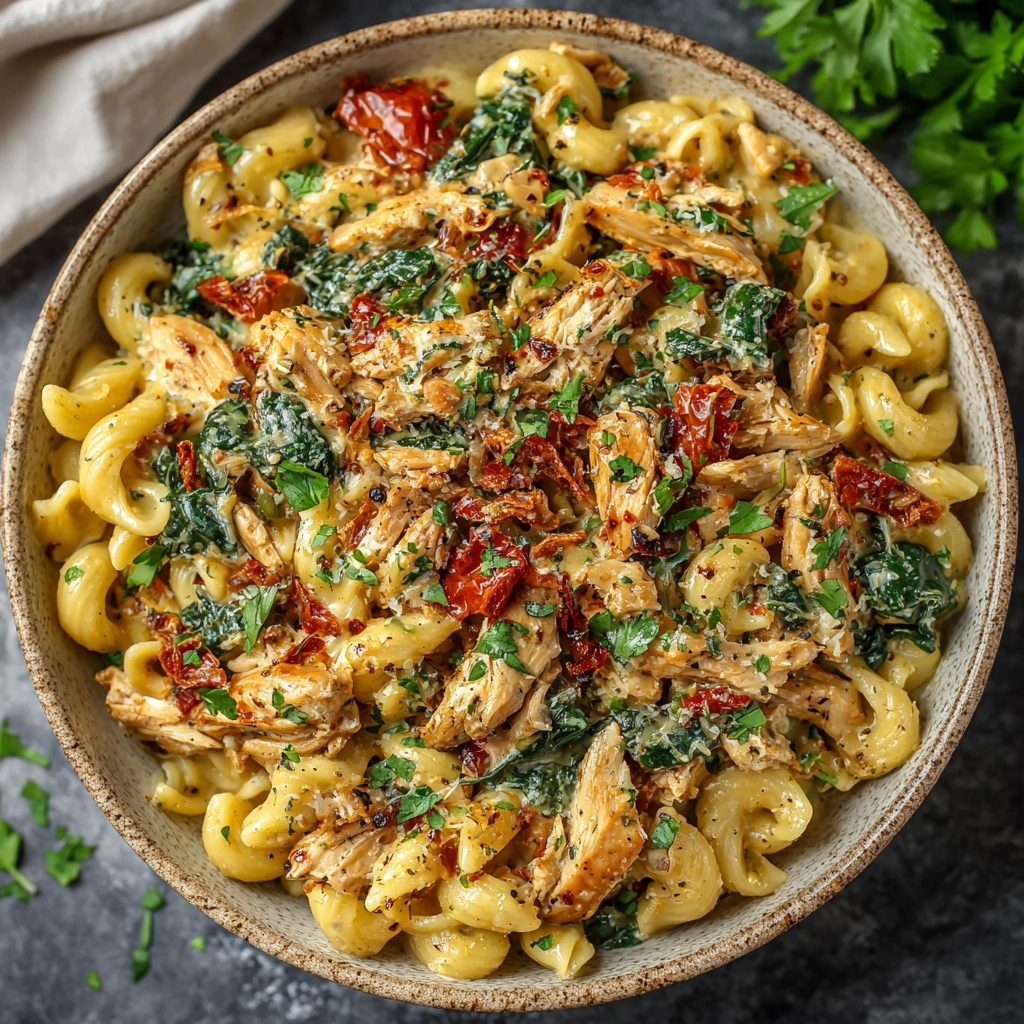 Crockpot Creamy Tuscan Chicken Pasta