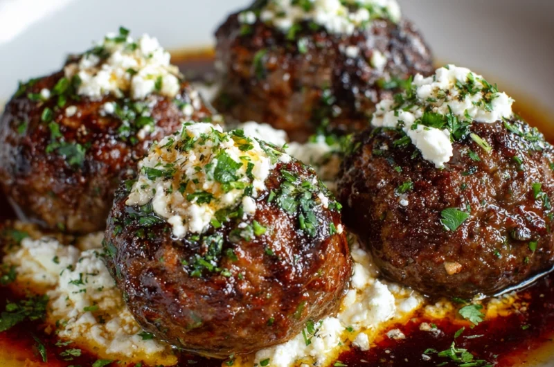 Feta-Stuffed Ground Beef Meatballs