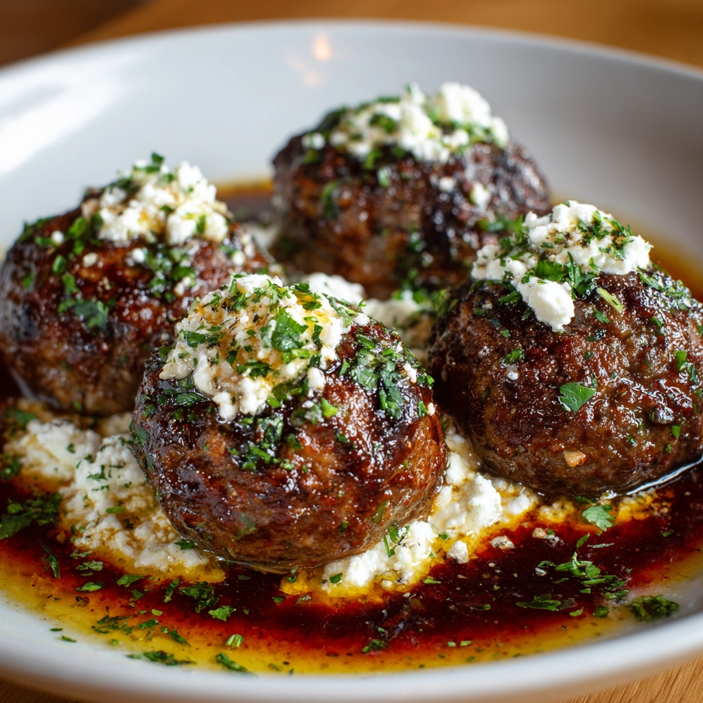Feta-Stuffed Ground Beef Meatballs Recipe