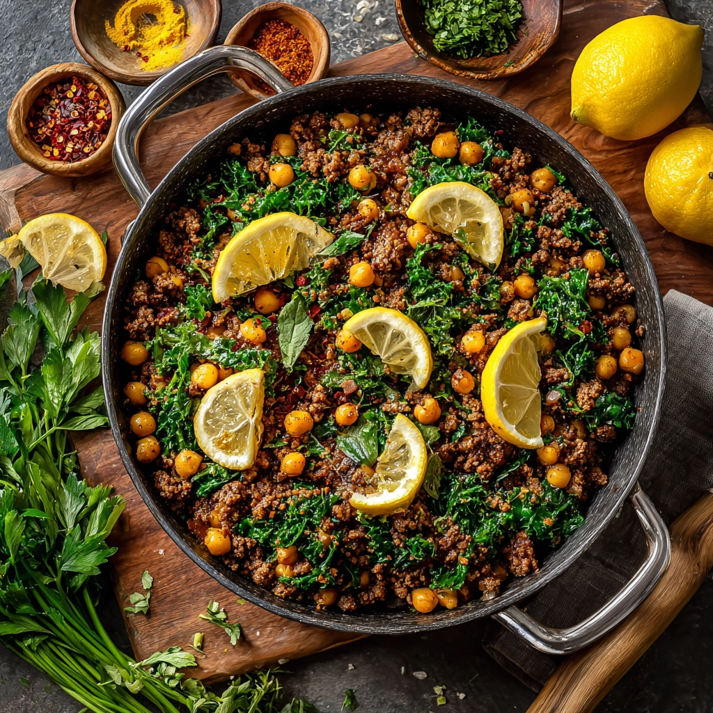 Ground Beef & Chickpea Skillet with Cumin & Lemon