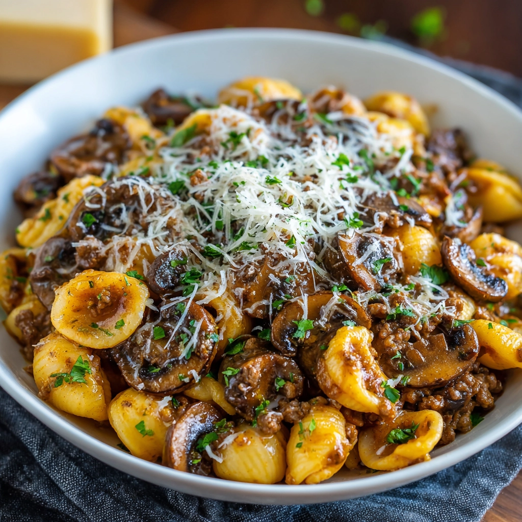 Ground Beef & Mushroom Pasta