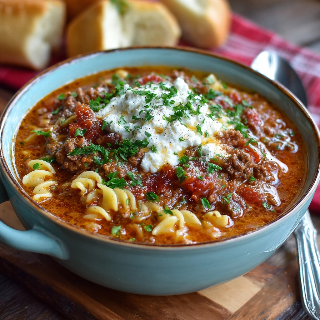 Hearty Crockpot Lasagna Soup Delight