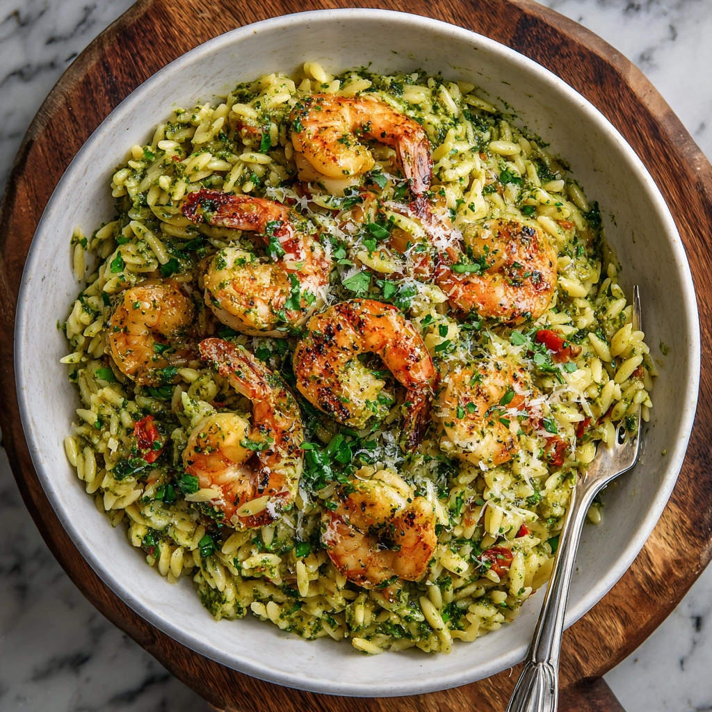 Lemon Pesto Orzo with Shrimp Recipe