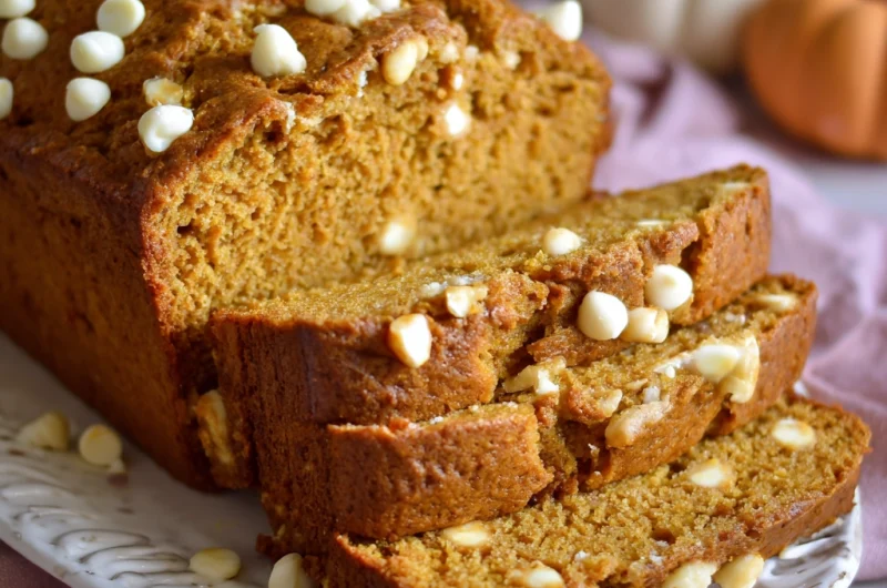 Pumpkin White Chocolate Chip Bread: A Soft, Moist & Cozy Fall-Inspired Treat