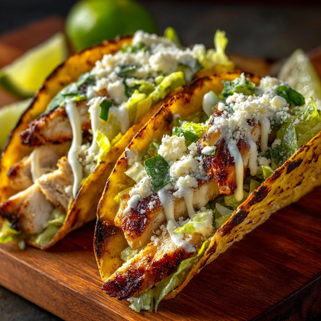 Smash Chicken Caesar Tacos Recipe
