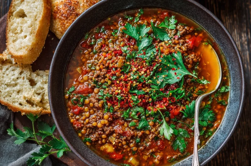 Spiced Ground Beef & Lentil Stew – A Hearty, Flavor-Packed Comfort Dish
