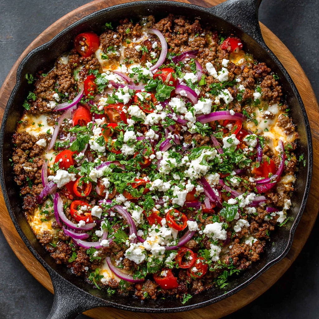 Greek Ground Beef & Feta Skillet Step-by-Step Cooking Instructions