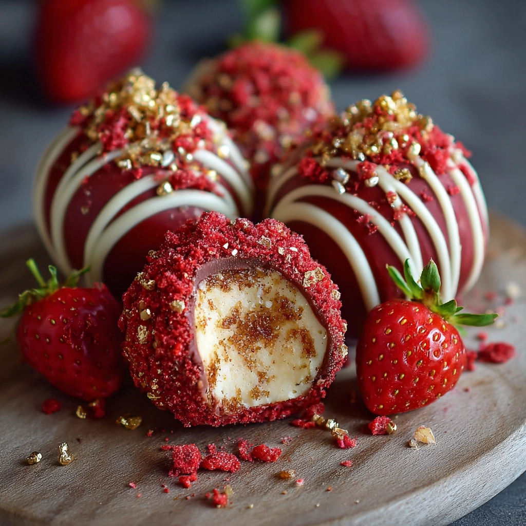 Strawberry Velvet Cheesecake Truffles