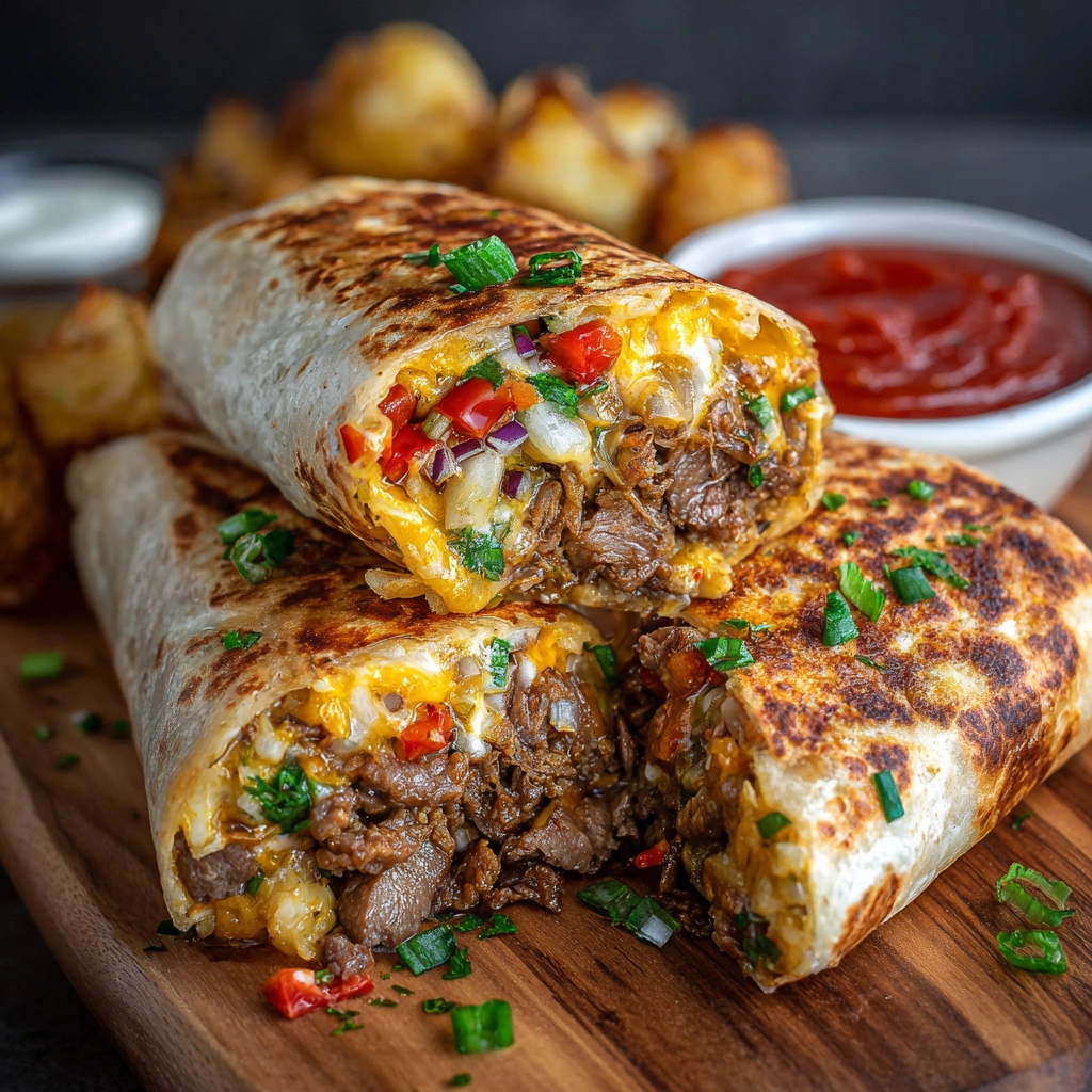 Tasty Steak & Cheese Dirty Fry Burritos