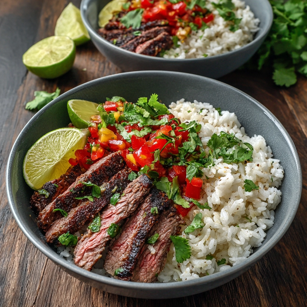 Cilantro Lime Steak and Rice Bowls