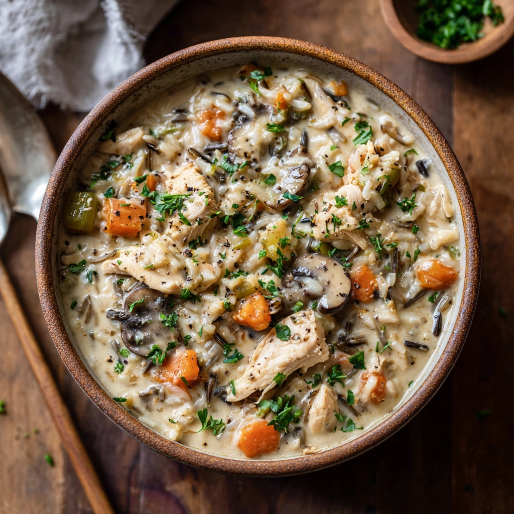 Crockpot Creamy Chicken & Wild Rice Stew