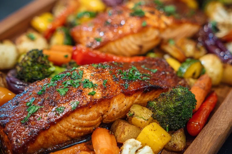 Maple Glazed Salmon With Roasted Veggies Recipe