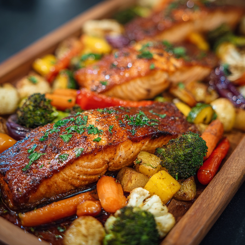 Maple Glazed Salmon With Roasted Veggies Recipe