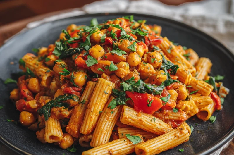 Roasted Pepper Chickpea Pasta Recipe