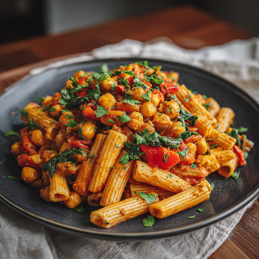 Roasted Pepper Chickpea Pasta