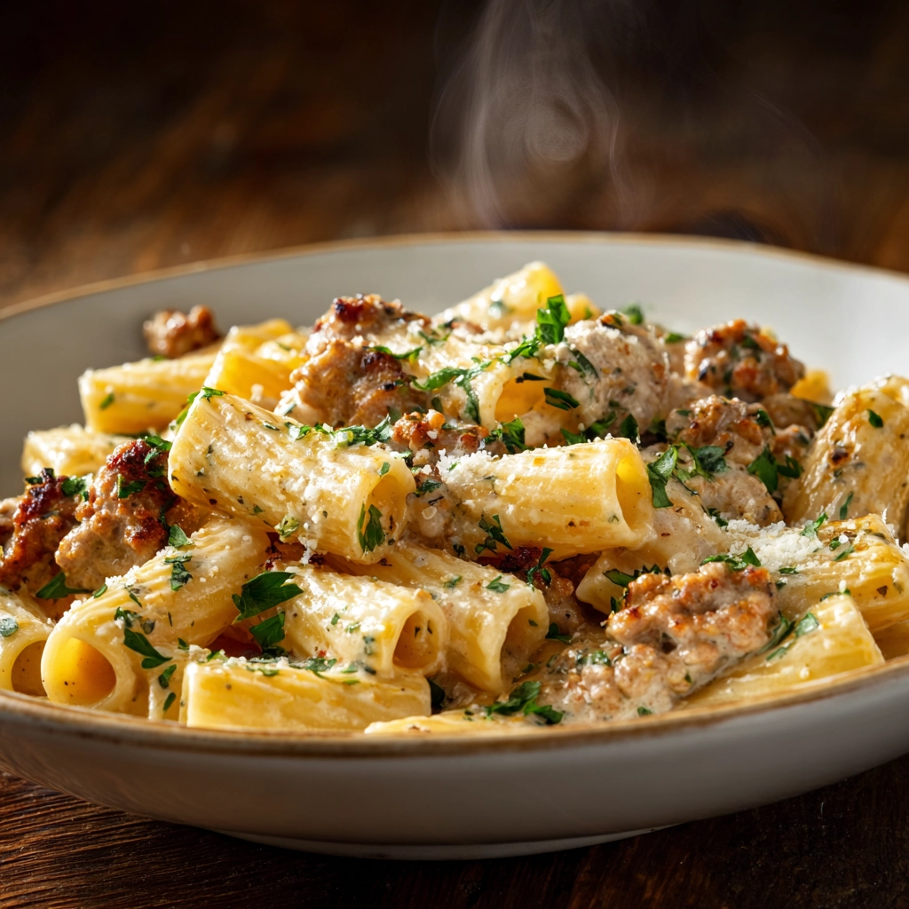 Creamy Italian Sausage Rigatoni Pasta Recipe