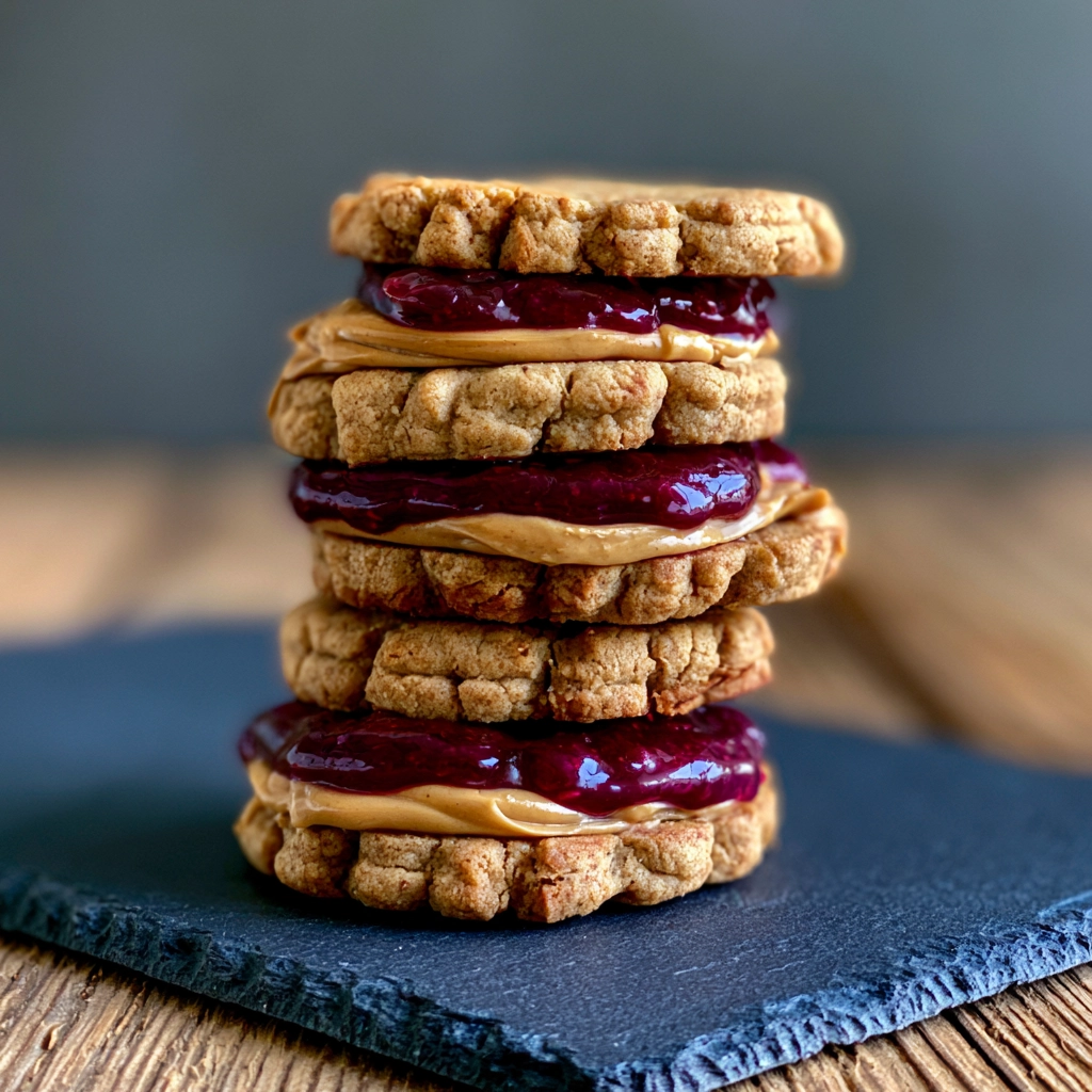 Flourless Peanut Butter Jelly Cookie Sandwiches
