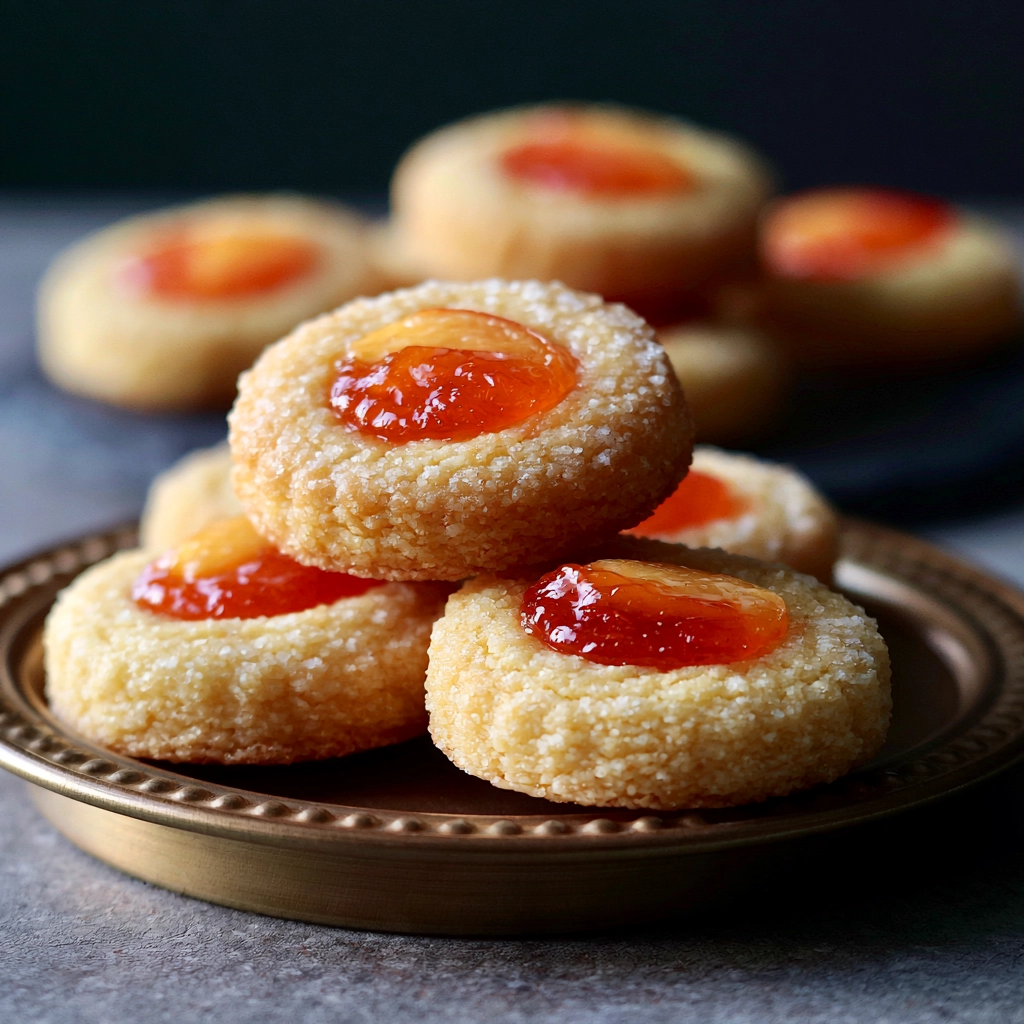 Peach Jam Thumbprint Cookies