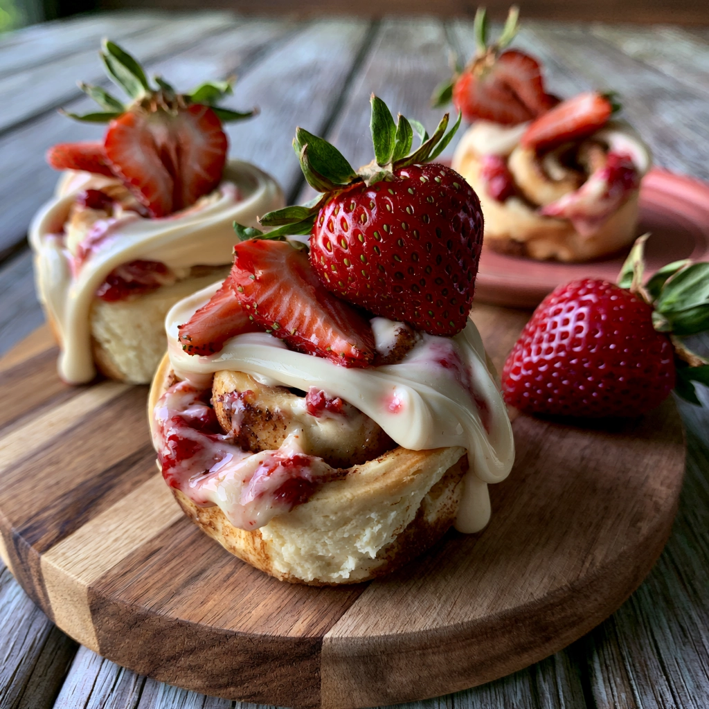 Strawberry Cheesecake Cinnamon Rolls